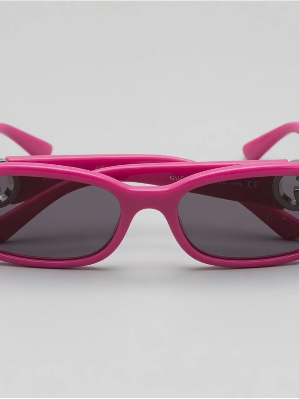 Gucci Hot Pink Rectangular Women's Sunglasses with Silver Logo Accents